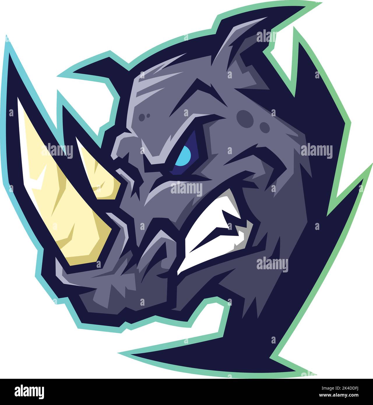 Ein Nashorn-E-Sport-Logo für Spiele und Streaming Stock Vektor