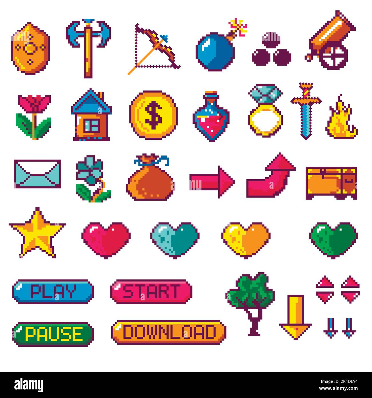 Pixel Art, Sticker oder Emoticon Retro Style Vektor Stock Vektor
