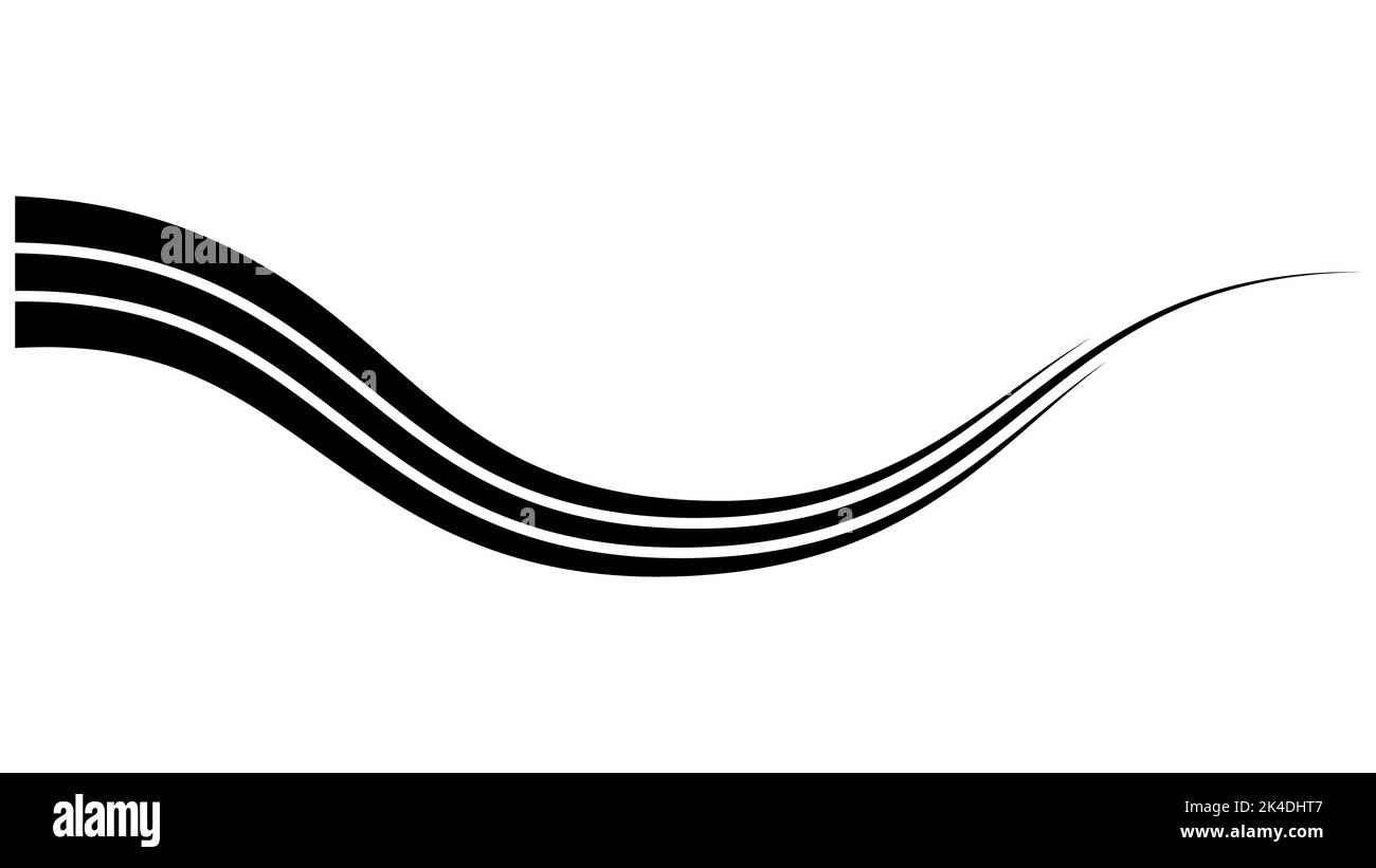 Dreifach gewundene geschwungene Linie Kalligraphie, quiggle Doodle Straße Stock Vektor