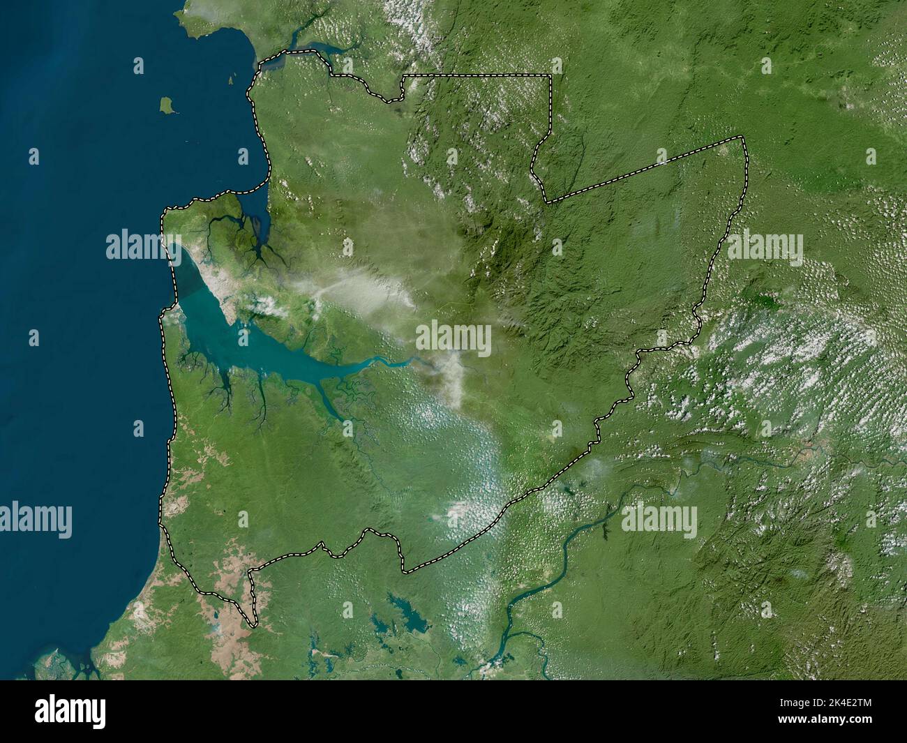 Estuaire, Provinz Gabun. Hochauflösende Satellitenkarte Stockfoto
