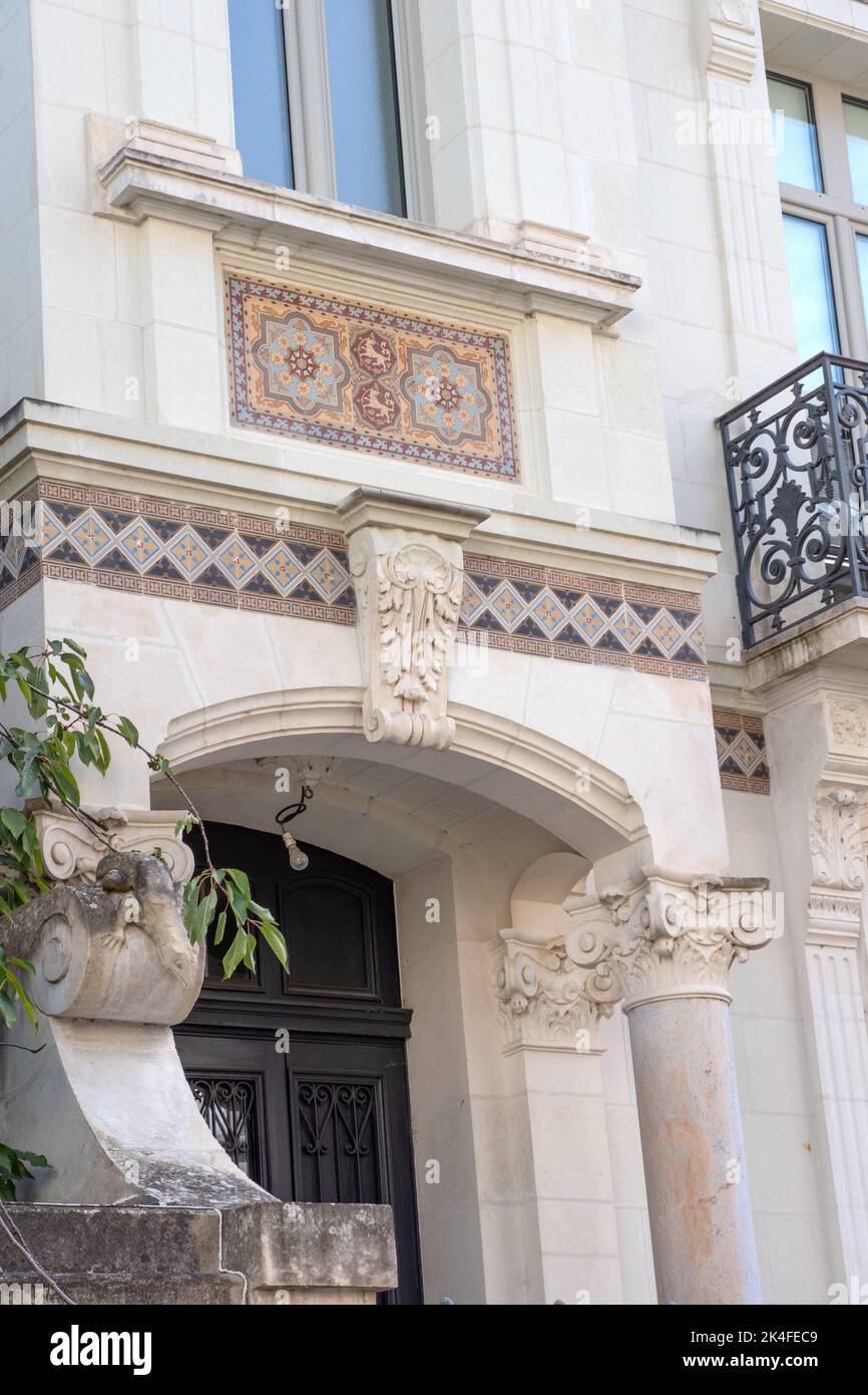 Detail der Nummer 4, Rue Leonardo de Vinci, Tours Stockfoto