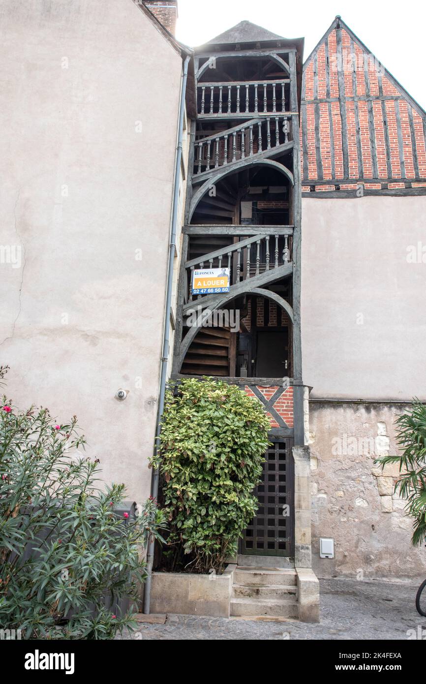 Offene Treppe, Vieux, Tours Stockfoto