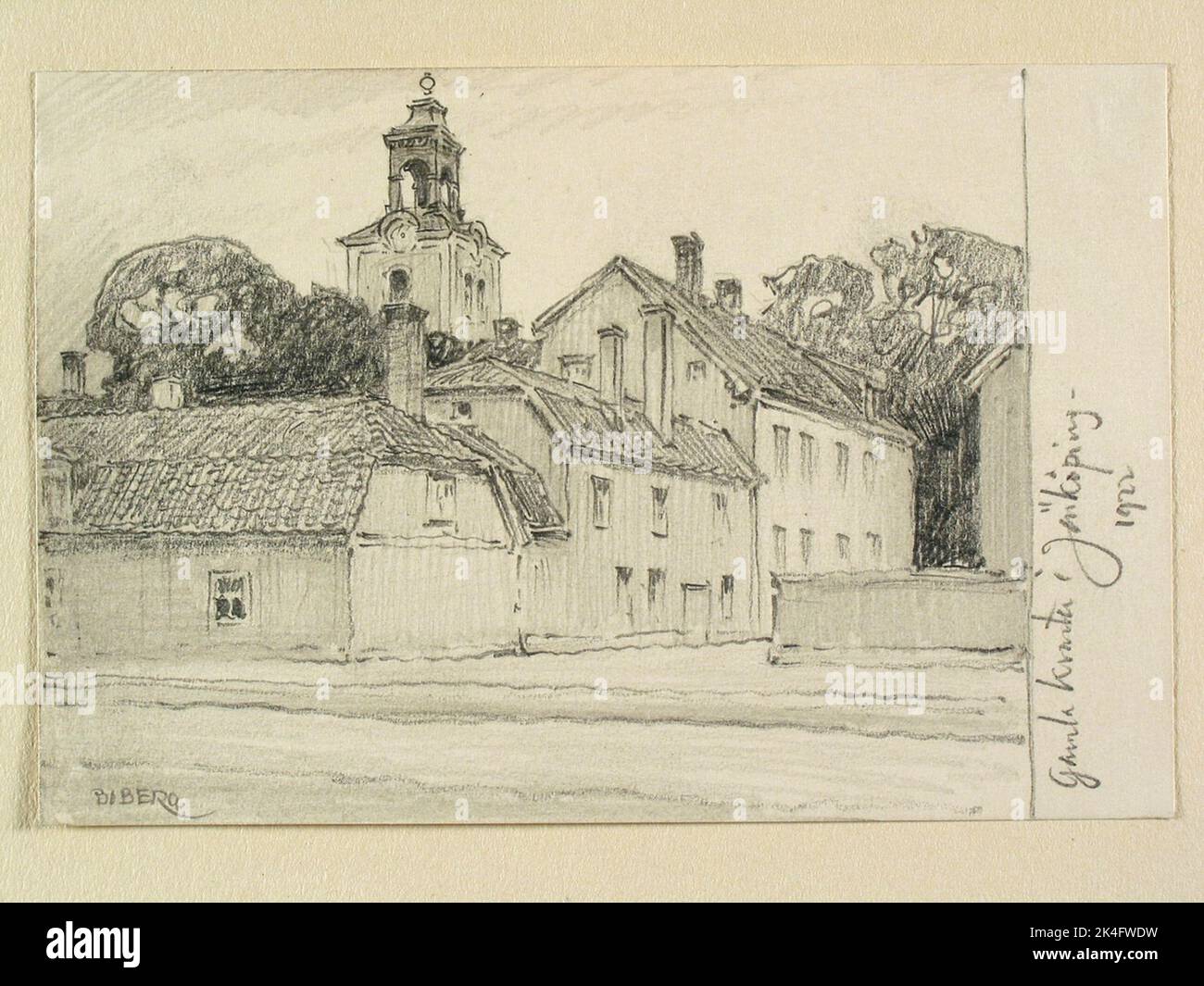 Zeichnung von Ferdinand Boberg. Jönköping Nordic Stockfoto