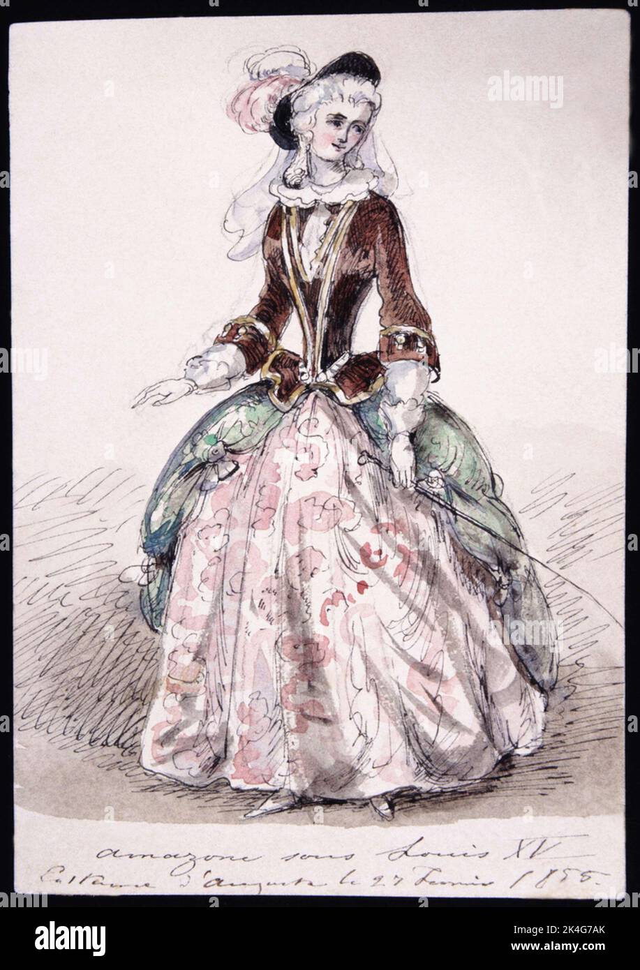 Amazone Sous Louis XV 1855. Augusta. 'Aquarell von Fritz von Dardel, 1855 Nordic Stockfoto