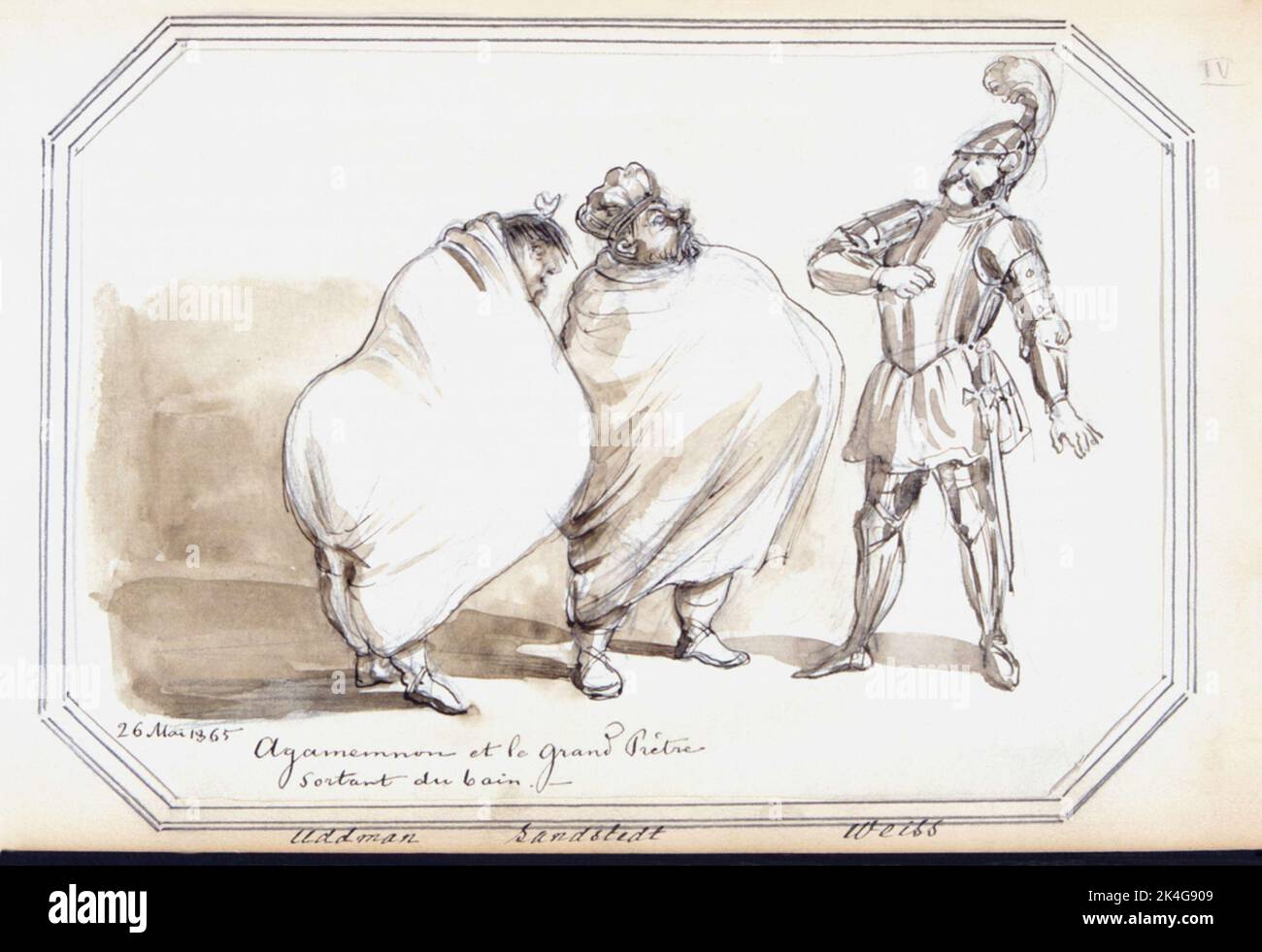 Agamemnon et Le Grand Prêtre Sortant du Bain. Uddman, Sandstedt, Weiss. 'Aquarell von Fritz von Dardel, 26. Mai 1865. Nordisch Stockfoto