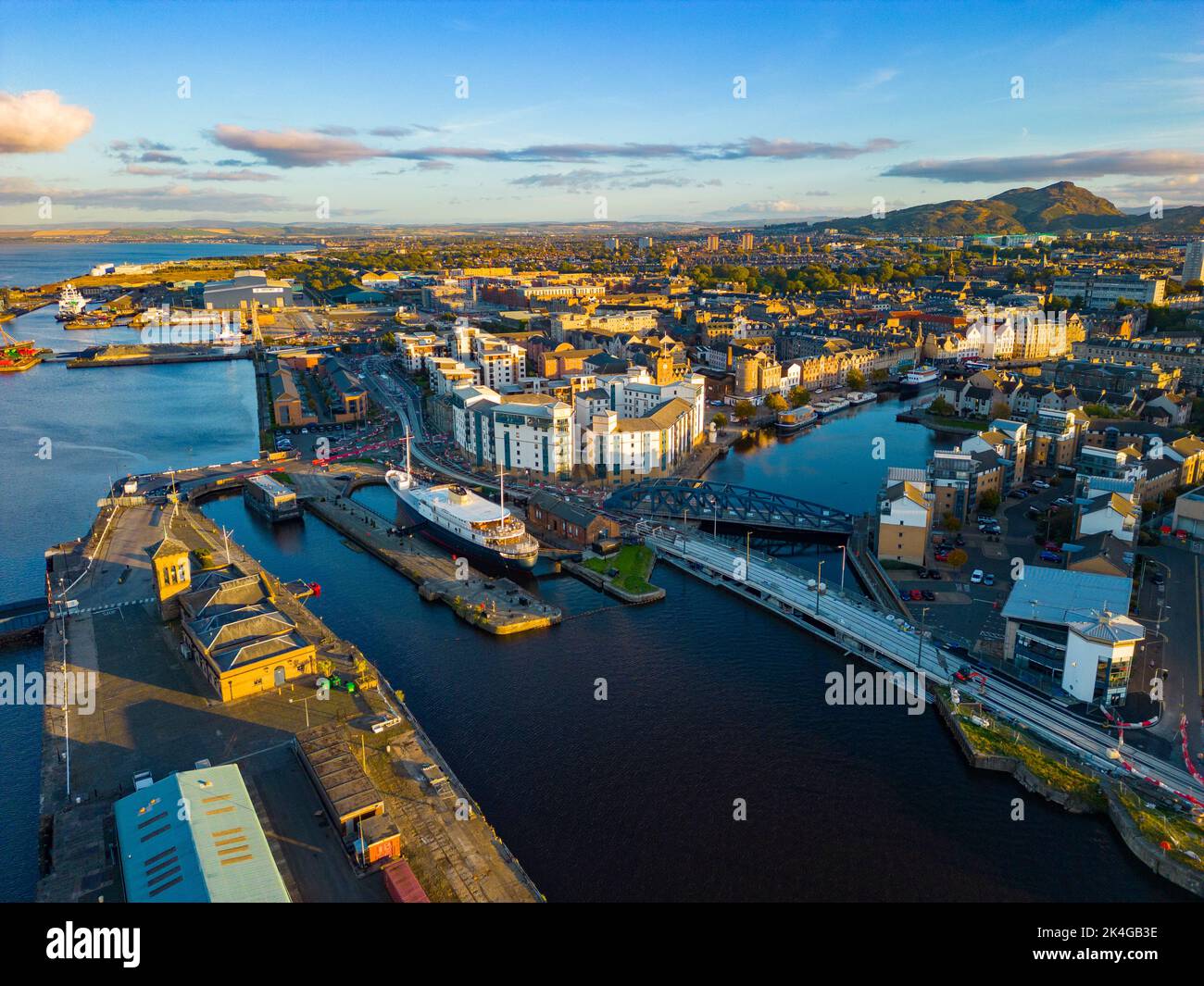 Luftaufnahme von Leith, Edinburgh, Schottland, Großbritannien Stockfoto