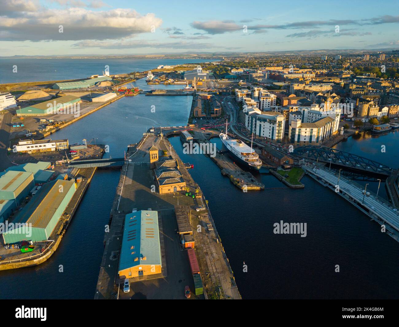 Luftaufnahme von Port of Leith, Leith, Edinburgh, Schottland, Großbritannien Stockfoto