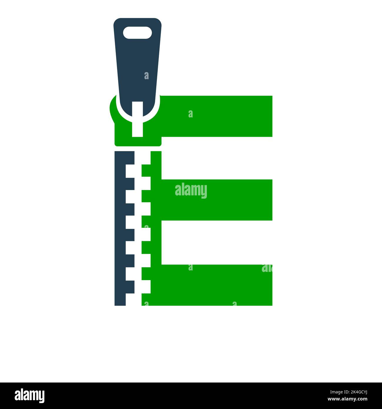 Initial Letter E Reißverschluss-Logo für Mode Tuch, Stickerei und Textil Symbol Identität Vektor-Vorlage Stock Vektor