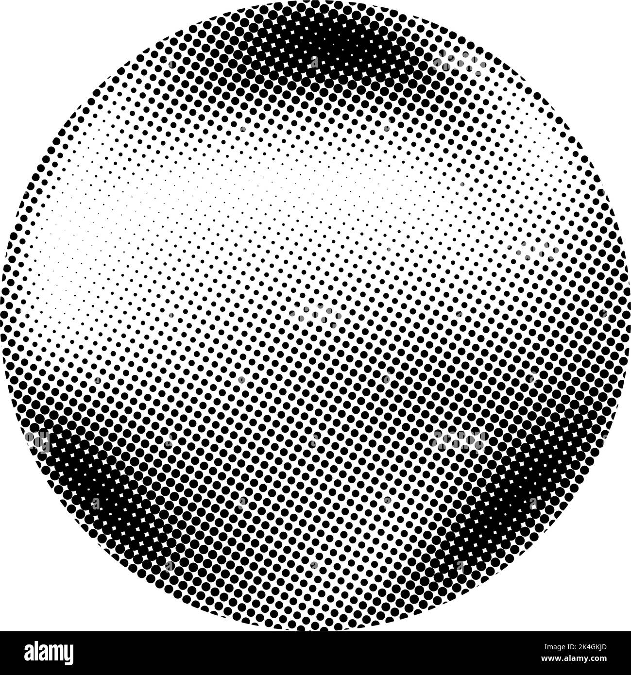 Halbtonkugel. Globus mit Comic-Struktur. Halbton gepunkteter Kreis. Runder Gradient. Radiales Designelement. Abstrakter monochromer Hintergrund. Vektor Stock Vektor