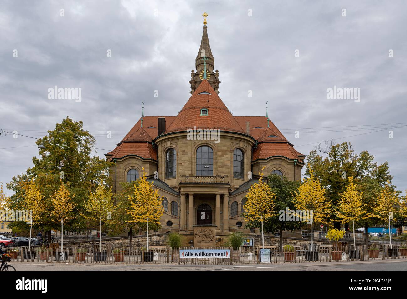 Historisches Stadtzentrum von Ludwigsburg an einem bewölkten Herbsttag Stockfoto