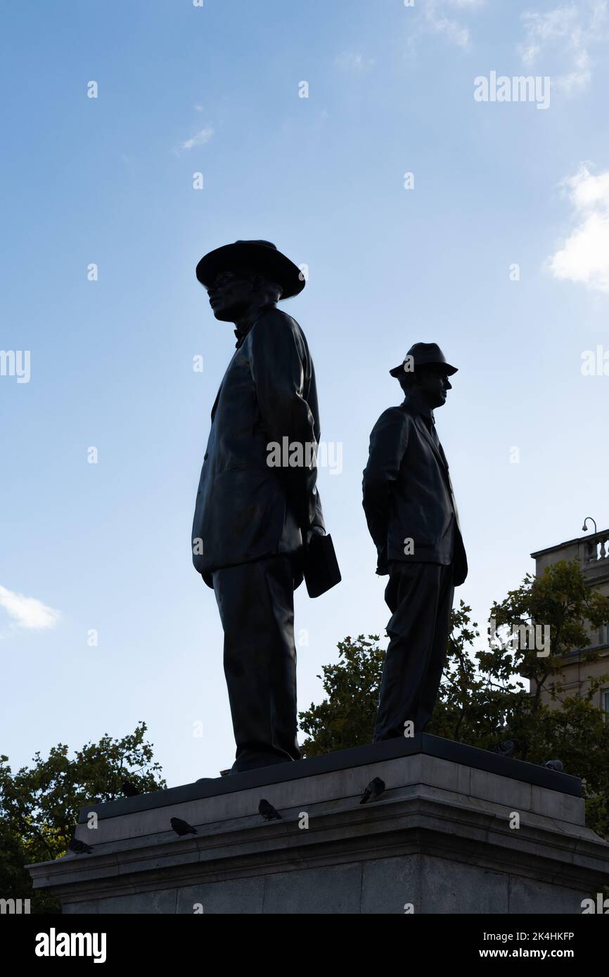 Vierter Sockel der Trafalgar Square Antelope, ein Kommentar zum Rassismus im Britischen Reich in Afrika, von dem malawischen Künstler Samson Kambalu Stockfoto