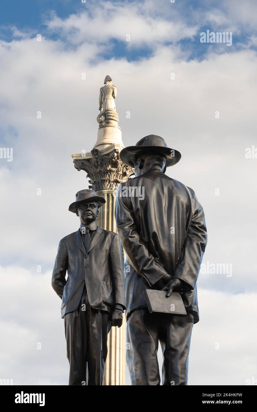 Vierter Sockel der Trafalgar Square Antelope, ein Kommentar zum Rassismus im Britischen Reich in Afrika, von dem malawischen Künstler Samson Kambalu Stockfoto