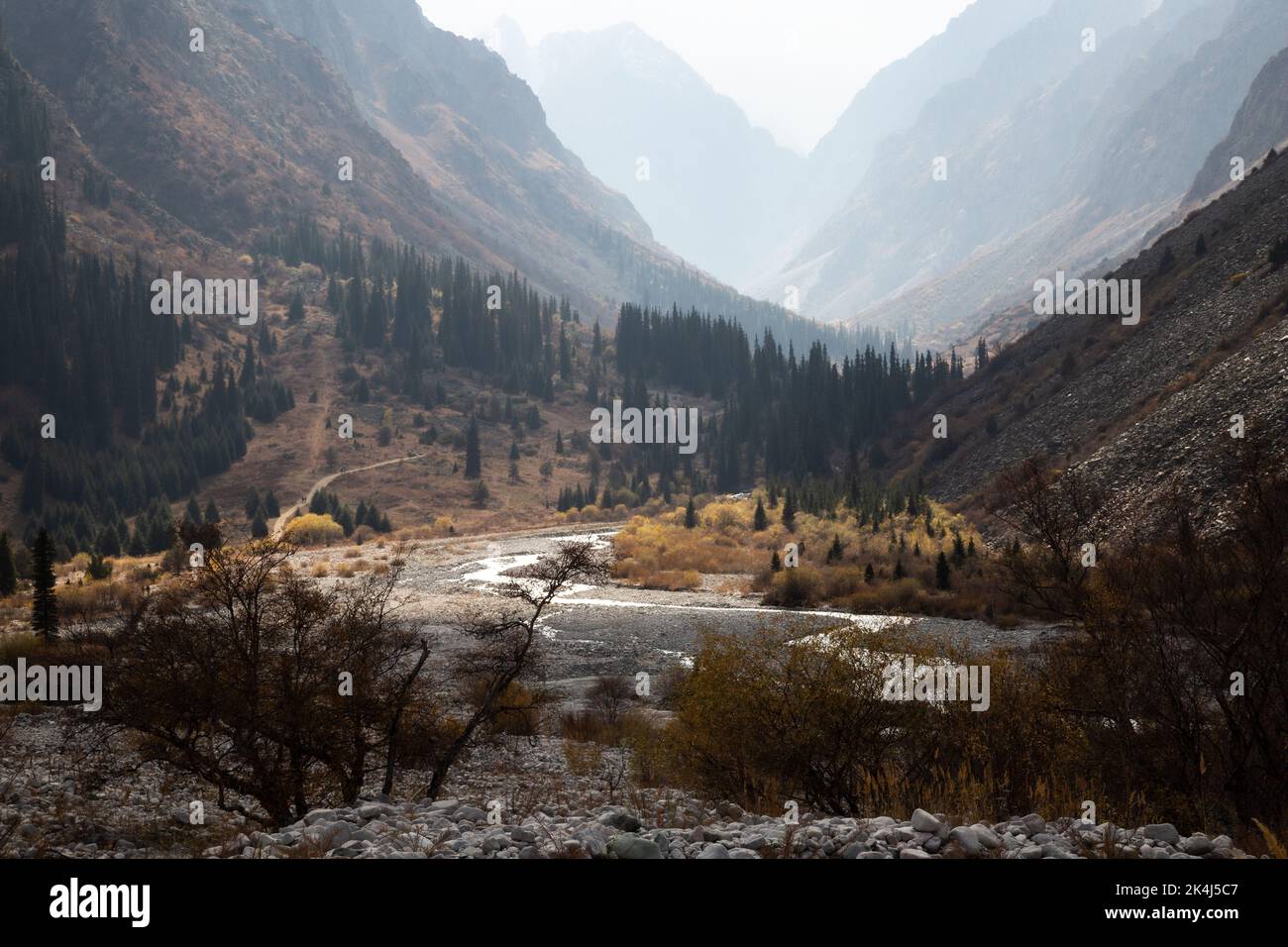 Landschaft über dem Ala Archa Pass, Kirgisistan. Stockfoto