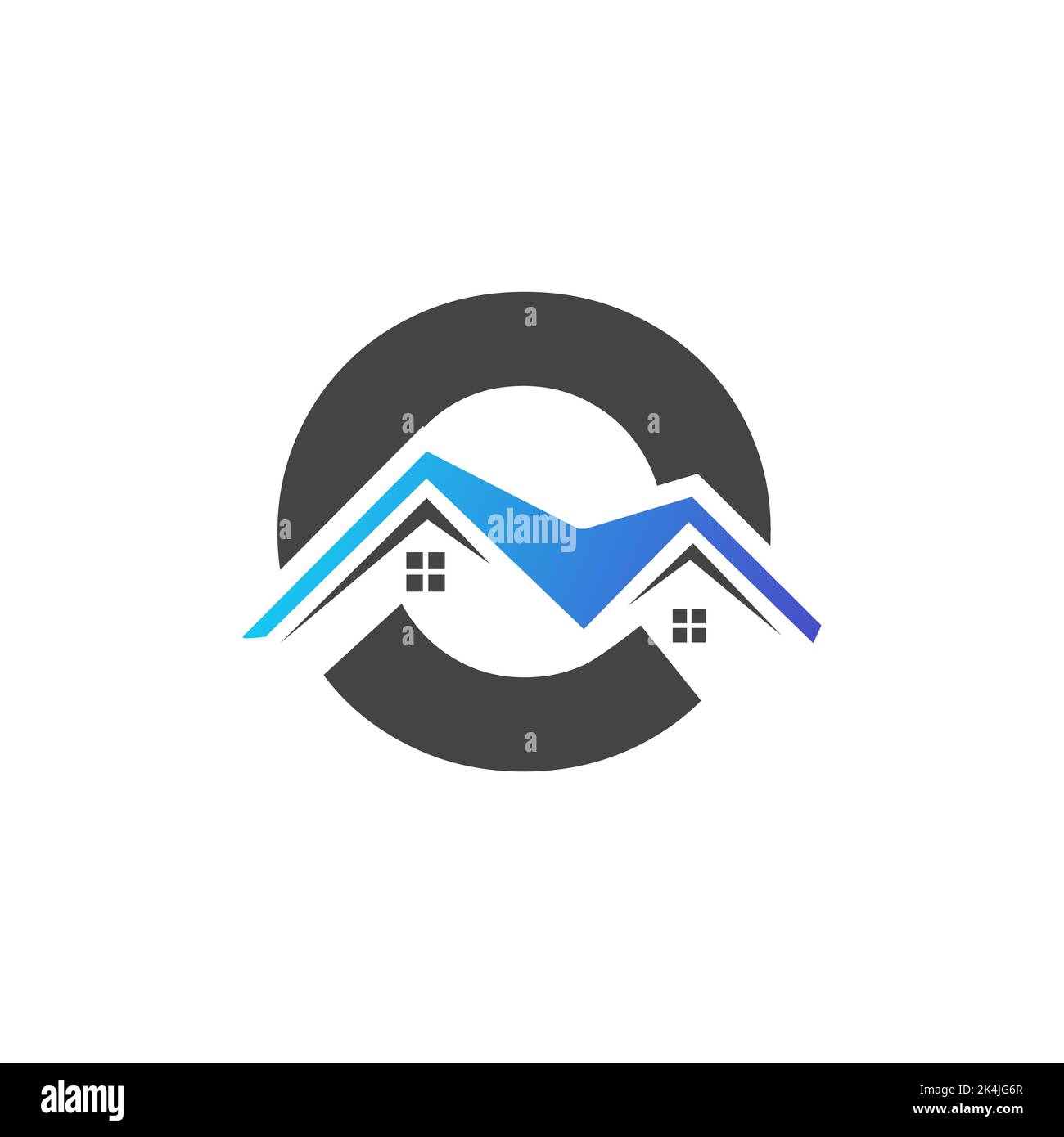 Initial Letter O Real Estate Logo mit Building Roof for Investment and Corporate Business Template Stock Vektor