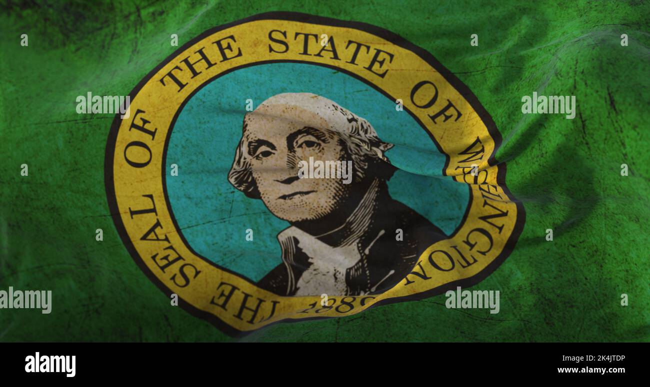 Alte Flagge des Staates Washington, Vereinigte Staaten von Amerika Stockfoto