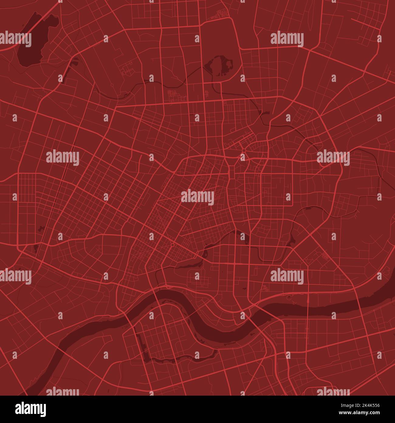 Rote Vektorkarte von Shenyang, China. Stadtkarte – Poster-Illustration. Shenyang Kartenkunst Stock Vektor