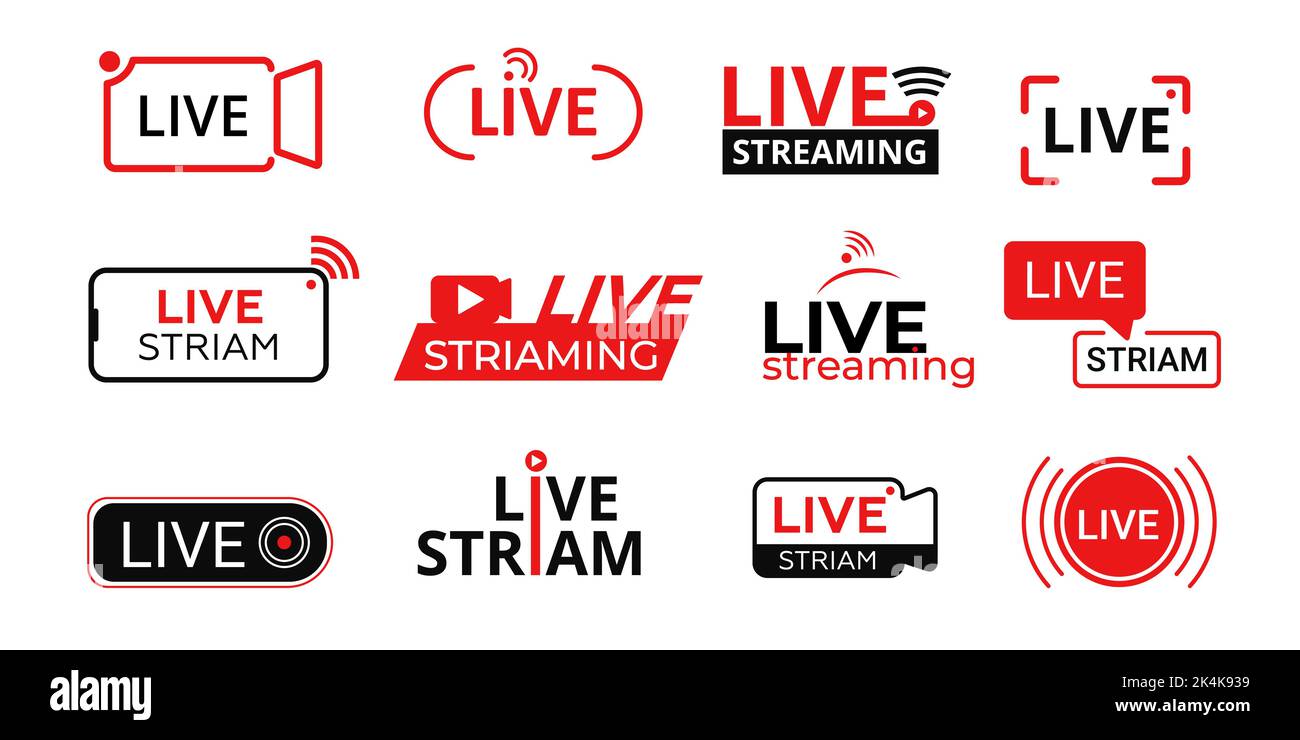 Livestream-Symbol. Rotes Symbol des Live-Fernsehens Stock Vektor