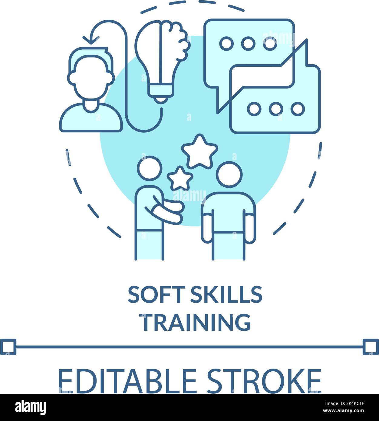 Soft Skills Training türkisfarbenes Konzeptsymbol Stock Vektor