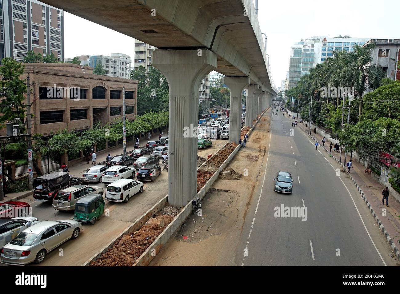 Eine Protestprozession der Dhaka Metropolitan Awami League verursachte schweren Stau in der Hauptstadt. Fotos von mir im Paribagh, DH, der Hauptstadt Stockfoto