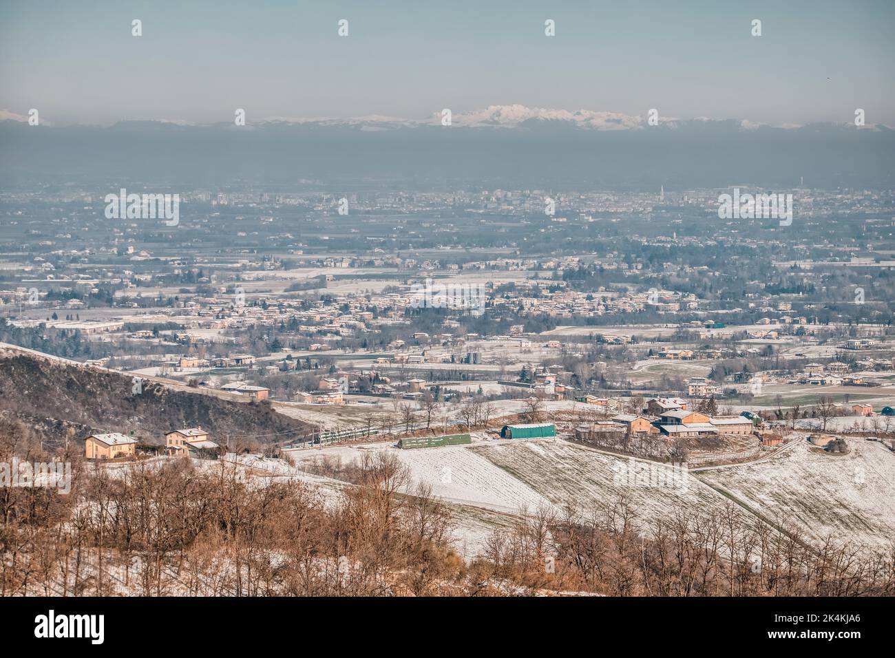 Winterpanorama in der Po-Ebene Stockfoto