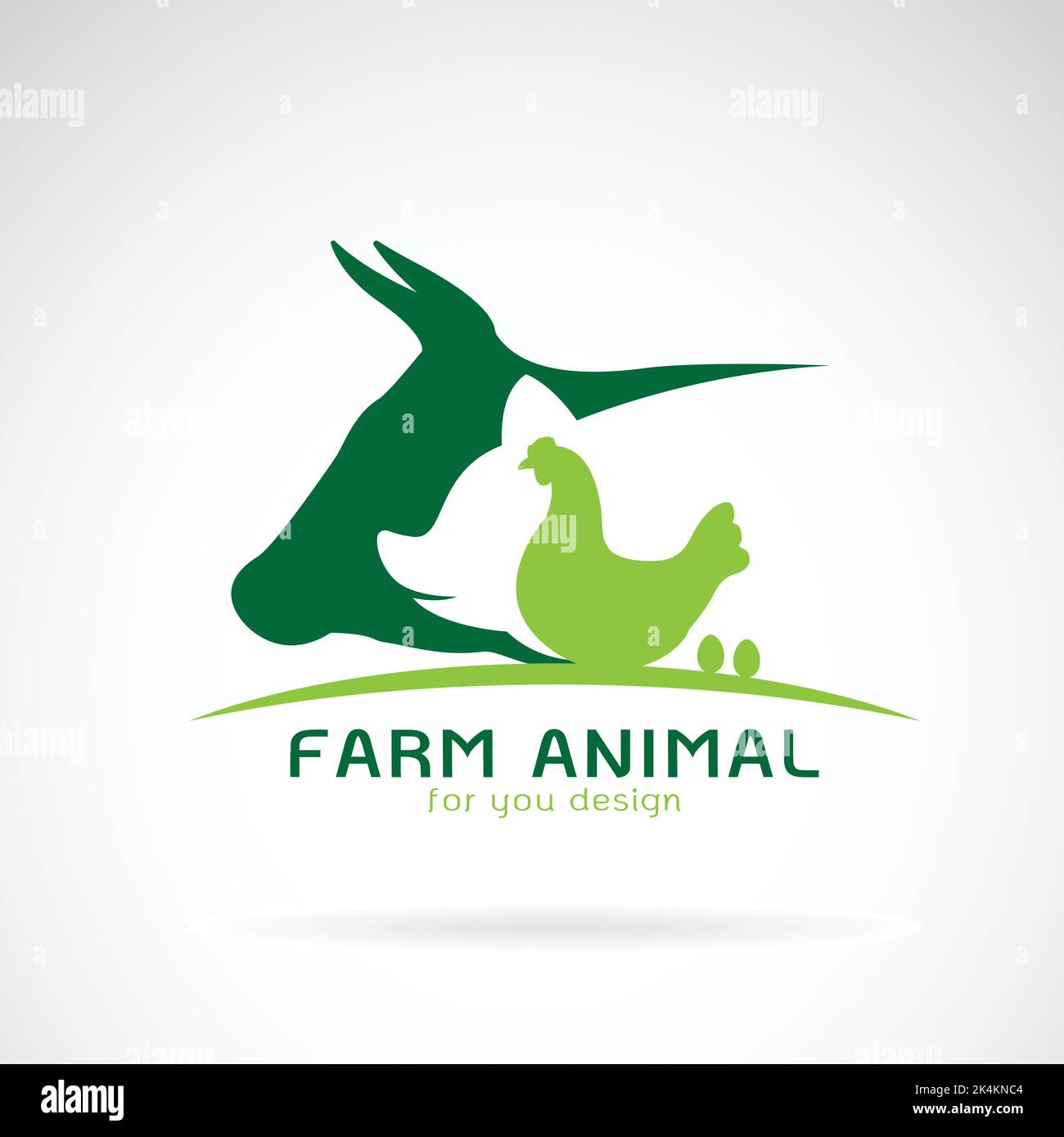 Vector Gruppe von Tierfarm Label., Kuh, Schwein, Huhn, Ei. Logo Tier. Leicht editierbare Vektorgrafik mit Ebenen. Tiere. Stock Vektor