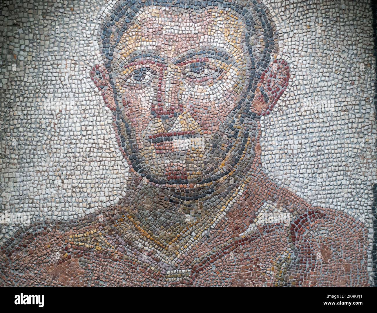 Rom, Italien Centrale Montemartini Museum, Bodenmosaik mit einem Sportler Stockfoto