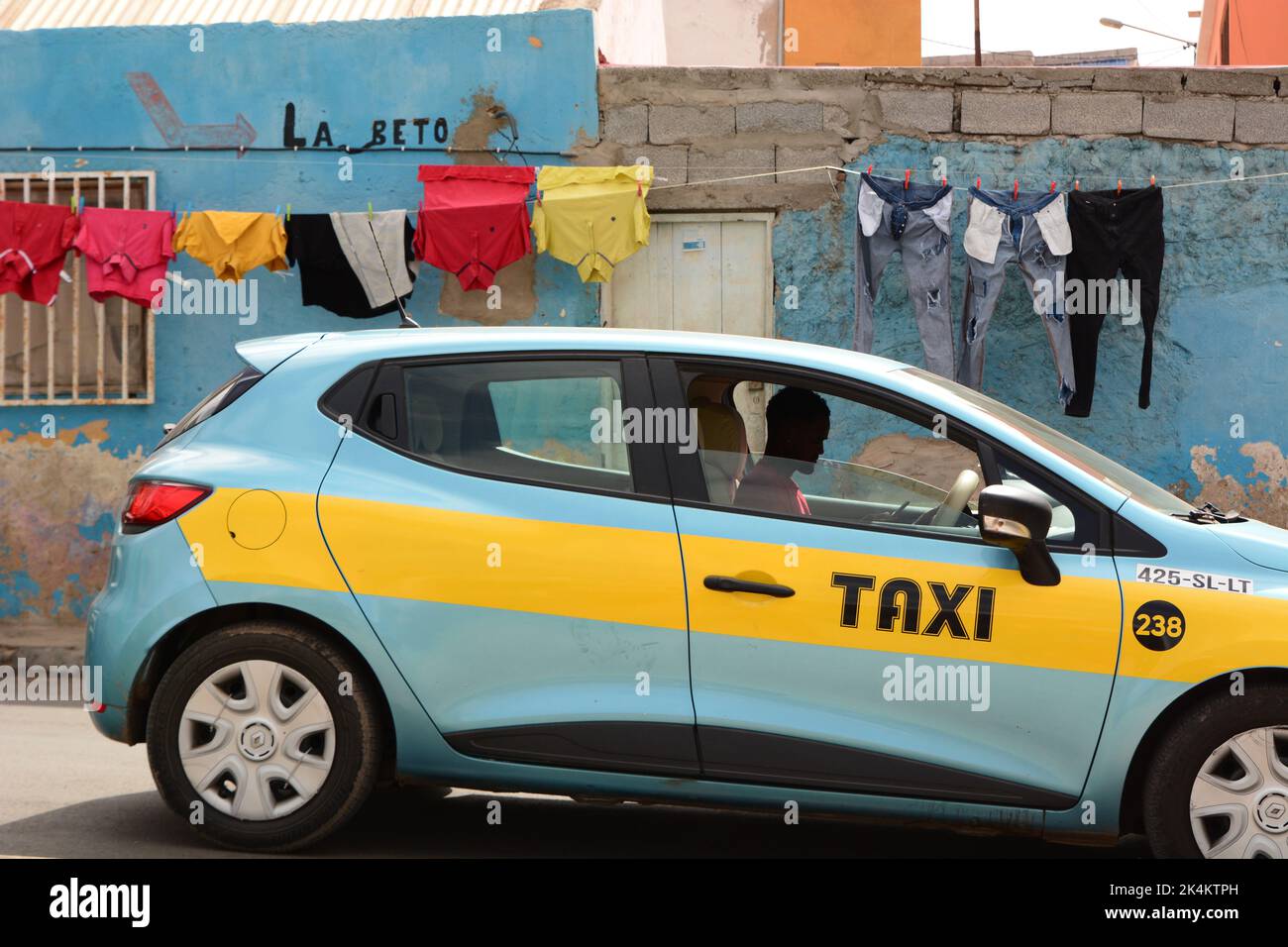 Taxi in Espargos. Sal Island. Kap Verde Stockfoto