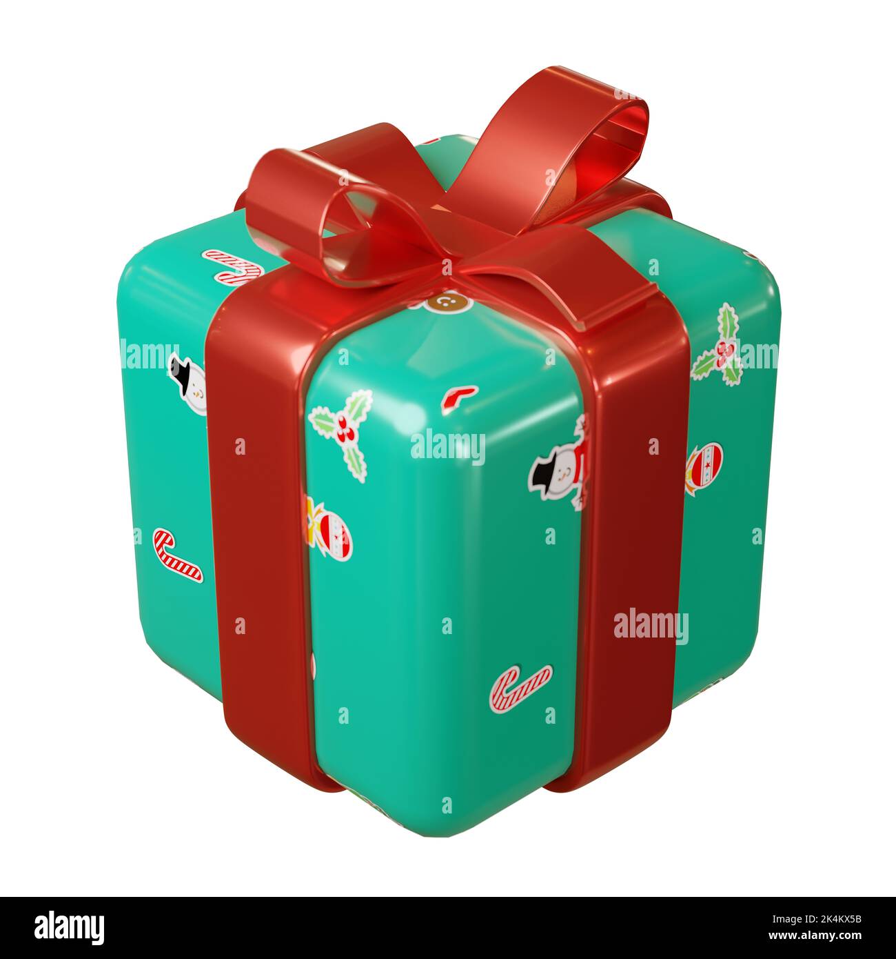 3D Rendering niedlichen Geschenkbox für frohe Weihnachten isoliert auf dem weißen Hintergrund mit Auswahl Clipping Pfad Stockfoto