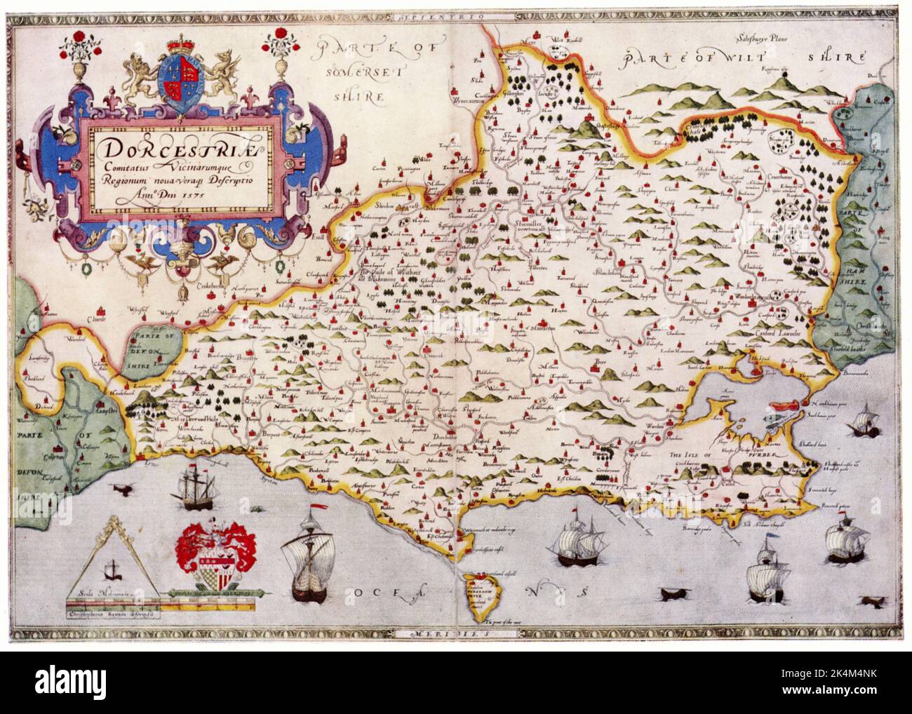 Dorset, England, 1579. Von Christopher Saxton (c1540-c1610). Aus Lord Burghley's Atlas, 1579. Stockfoto