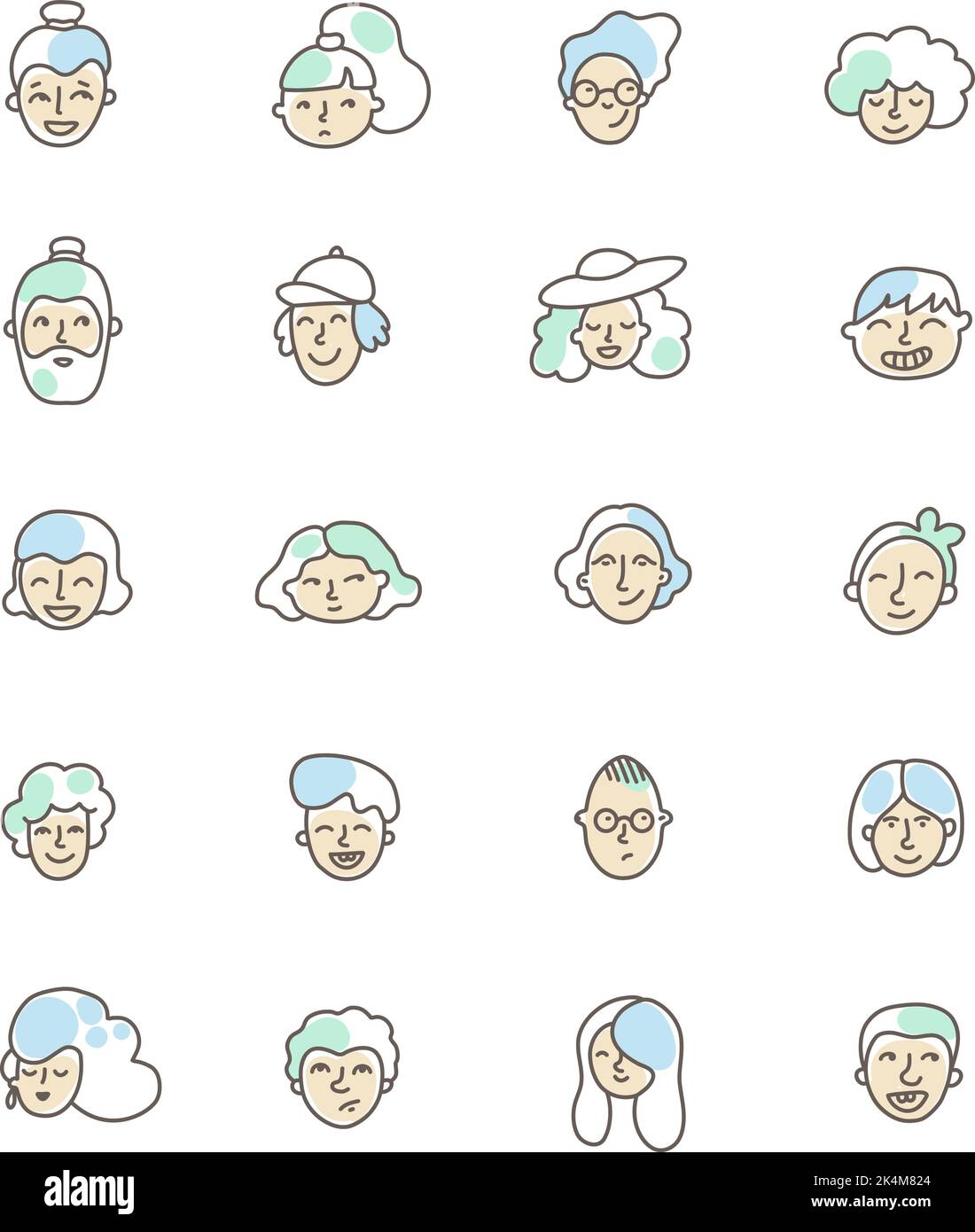 Oma und Opa Avatare, Illustration, Vektor auf weißem Hintergrund. Stock Vektor