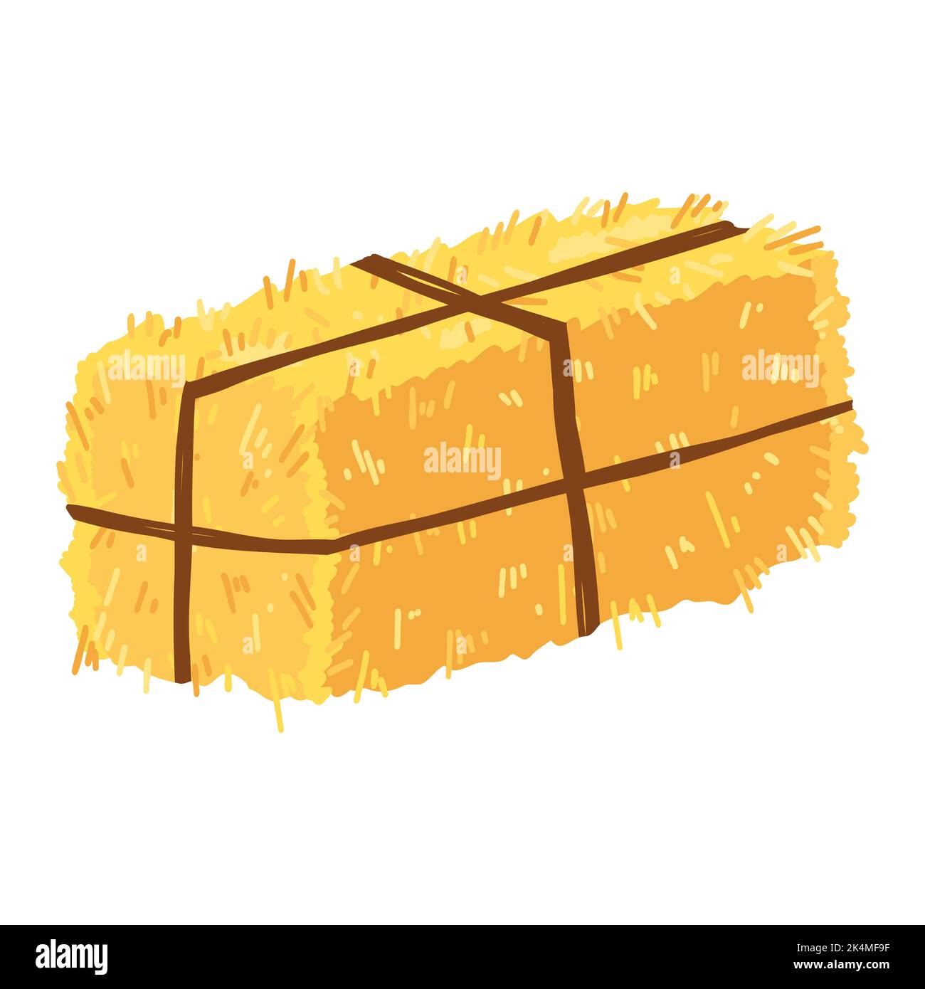 Landwirtschaftlicher Heuhahn in Cartoon-Flachstil, ländliches Heu gerollt Stapel, getrockneter Bauernhof Heuhaufen. Vektordarstellung von Futterstroh. Stock Vektor