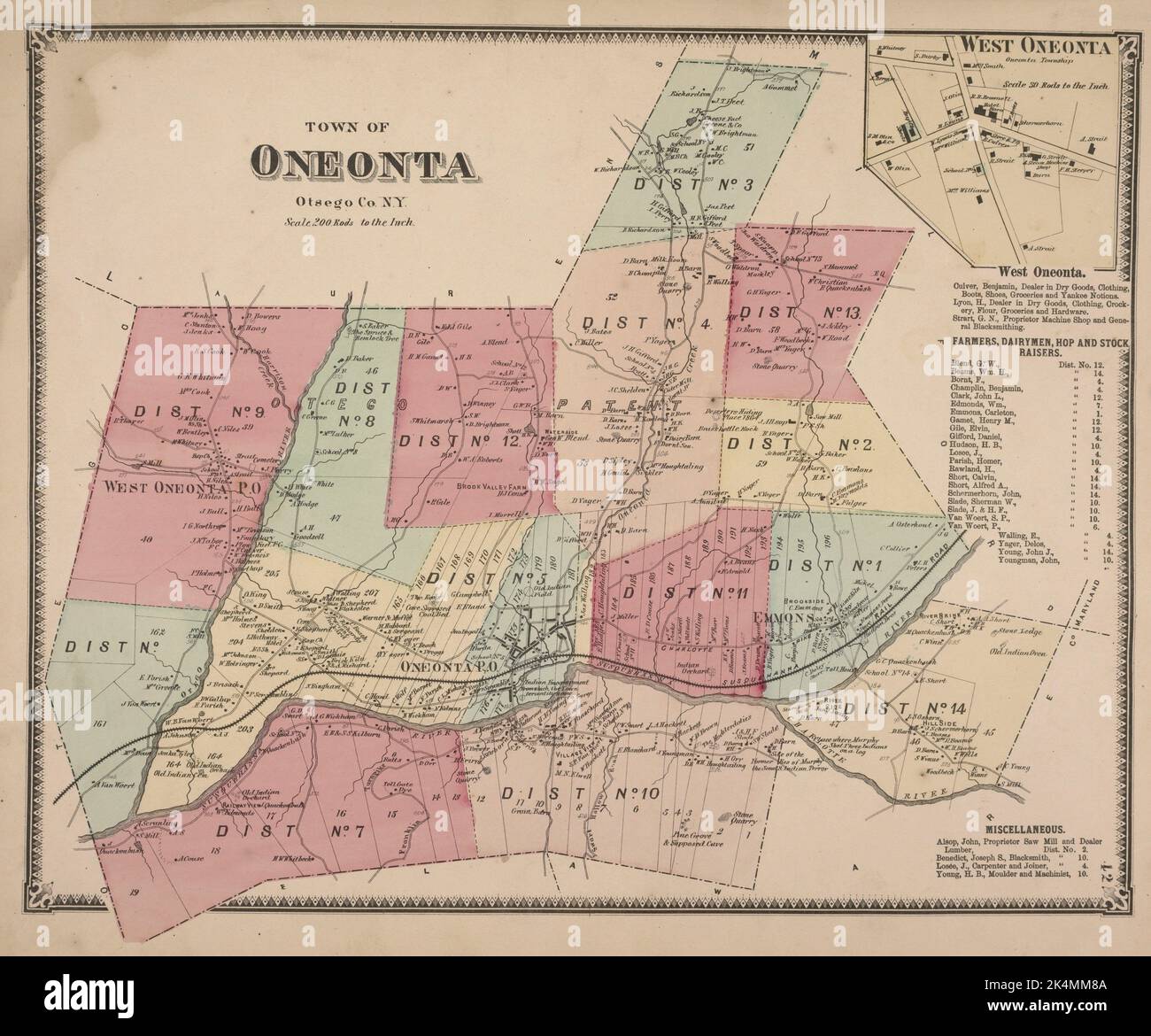 West Oneonta [Dorf]; West Oneonta Business Directory. ; Stadt Oneonta, Otsego Co. N.Y. [Township]. Beers, F. W. (Frederick W.) (Herausgeber). Stockfoto
