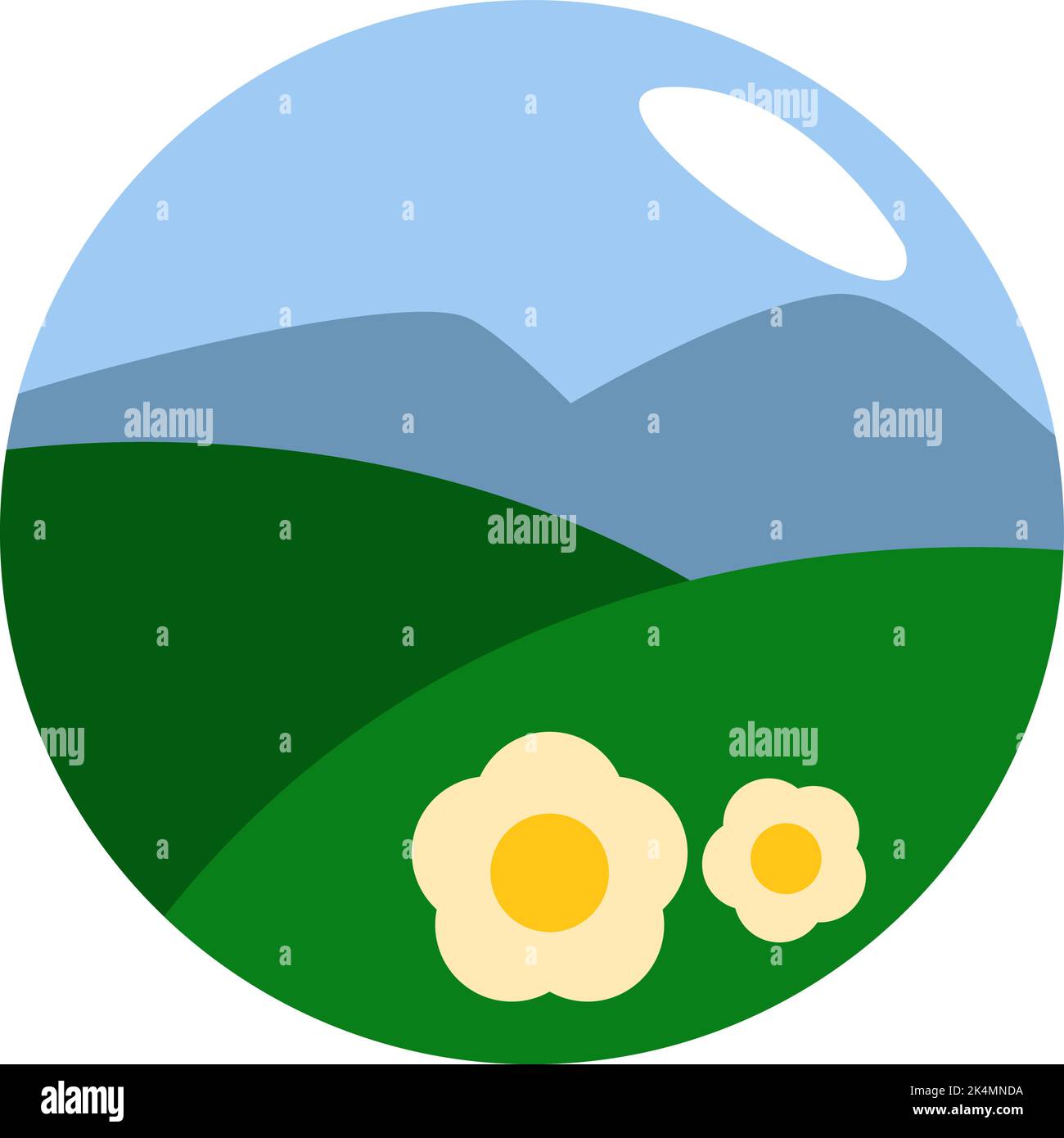 Natur mit Blumen, Illustration, Vektor auf weißem Hintergrund. Stock Vektor