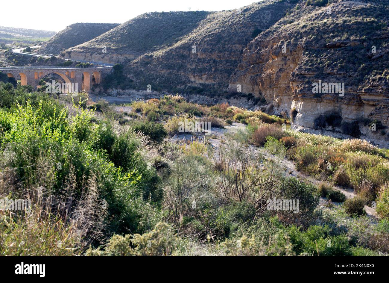 Aguas River (trocken) in Turre, Almeria, Andalusien, Spanien. Stockfoto