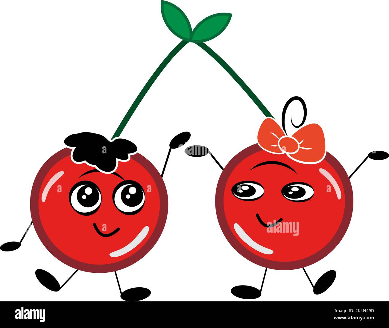 Cherry Freundschaft, Illustration, Vektor auf weißem Hintergrund. Stock Vektor