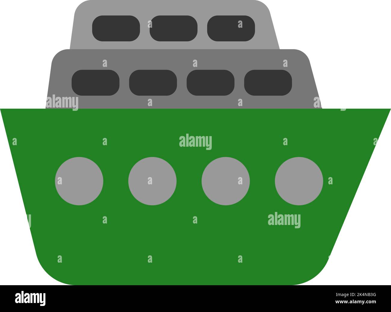 Grünes Transportschiff, Illustration, Vektor auf weißem Hintergrund. Stock Vektor