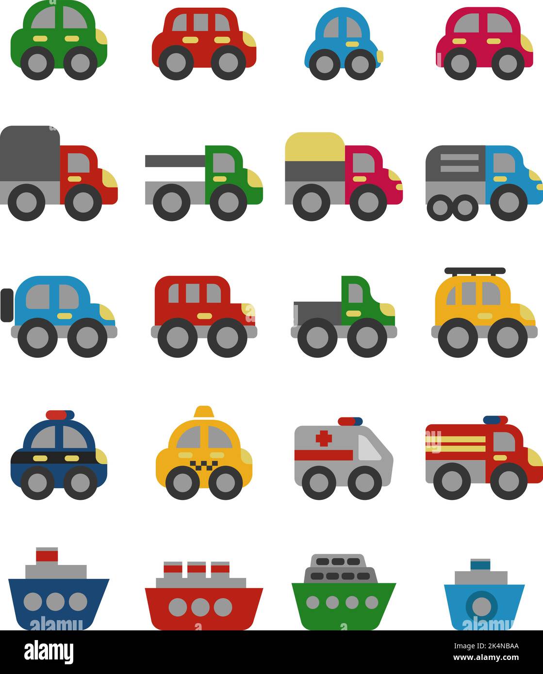 Transportfahrzeuge, Illustration, Vektor auf weißem Hintergrund. Stock Vektor