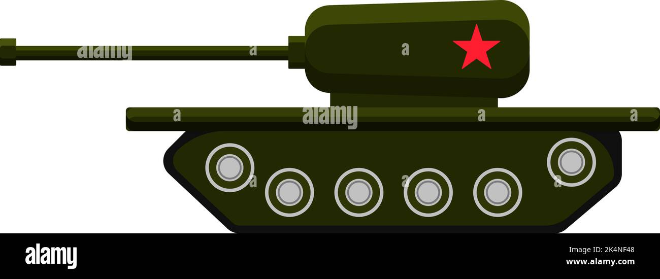 Kriegstank, Illustration, Vektor auf weißem Hintergrund. Stock Vektor