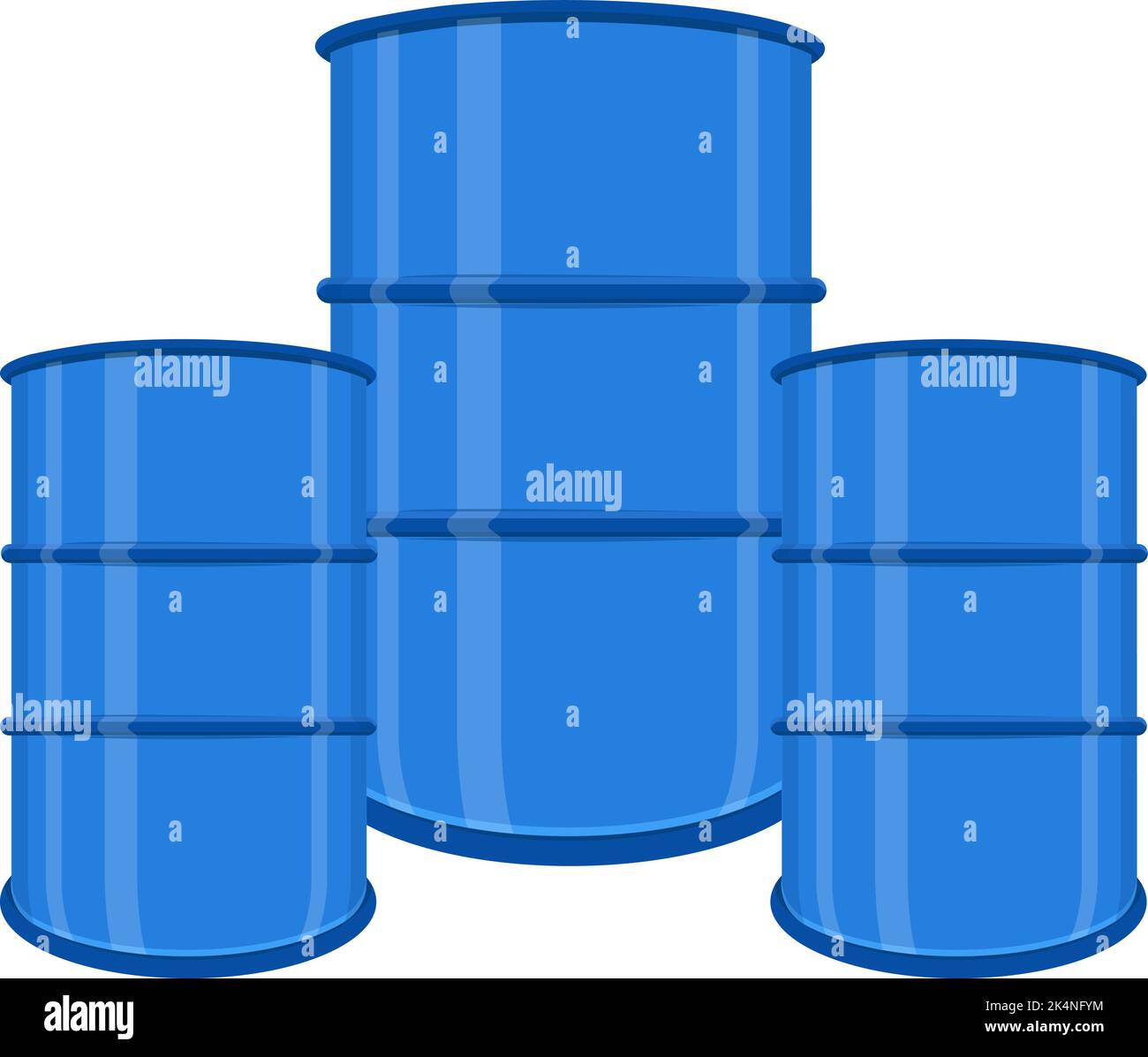 Drei Ölfässer, Abbildung, Vektor auf weißem Hintergrund. Stock Vektor
