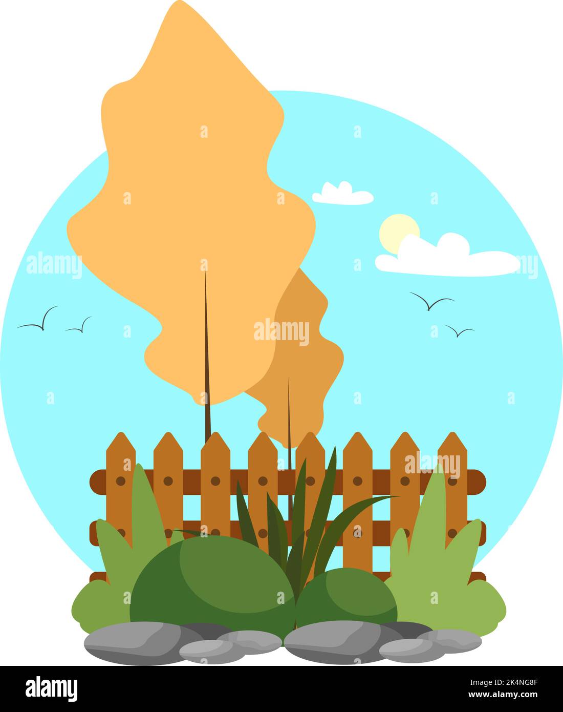 Grüne Natur, Illustration, Vektor auf weißem Hintergrund. Stock Vektor