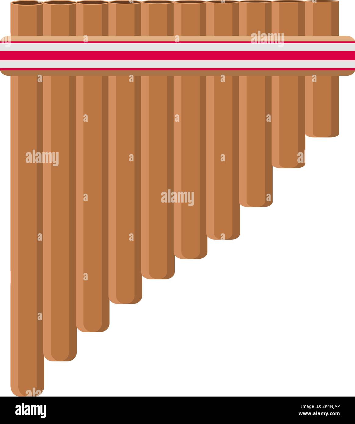 Hölzerne Kulturflöte, Illustration, Vektor auf weißem Hintergrund. Stock Vektor