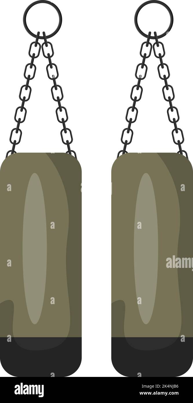 Grüne Boxsäcke, Illustration, Vektor auf weißem Hintergrund. Stock Vektor