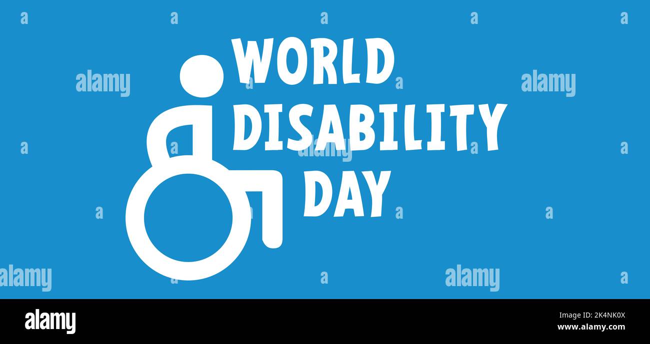 „World Disability Day“ Mit Dem Motto. 3 dezember. Internationaler Tag der Menschen mit Behinderungen. Schild für Menschen mit Handicap, Rollstuhl, Krüppel, Blinde, Stockfoto