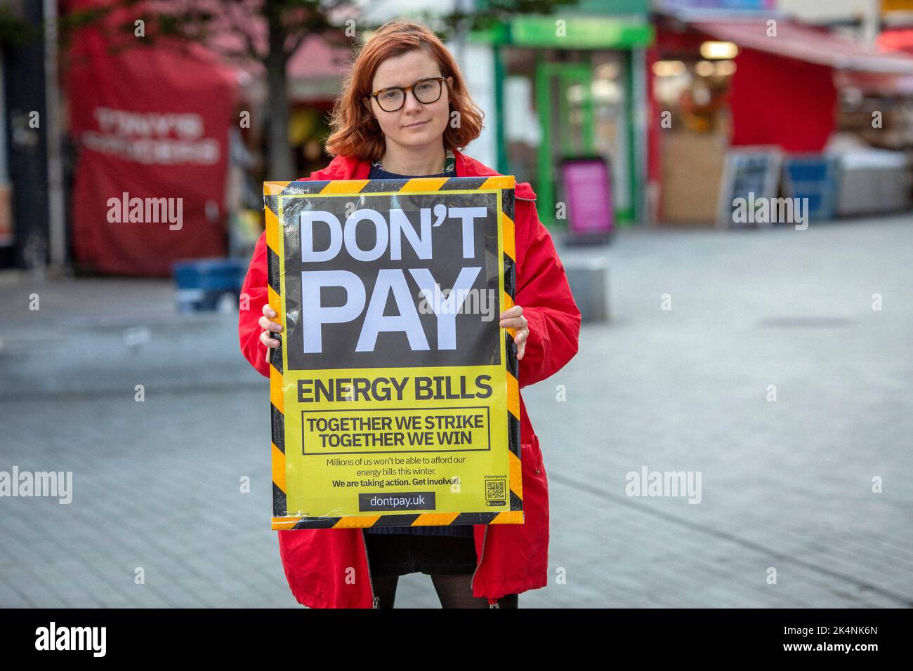 London, Großbritannien. 1. Oktober 2022. Beth Williams vom „Don't Pay“-Campus im Rathaus von Lewisham. Stockfoto