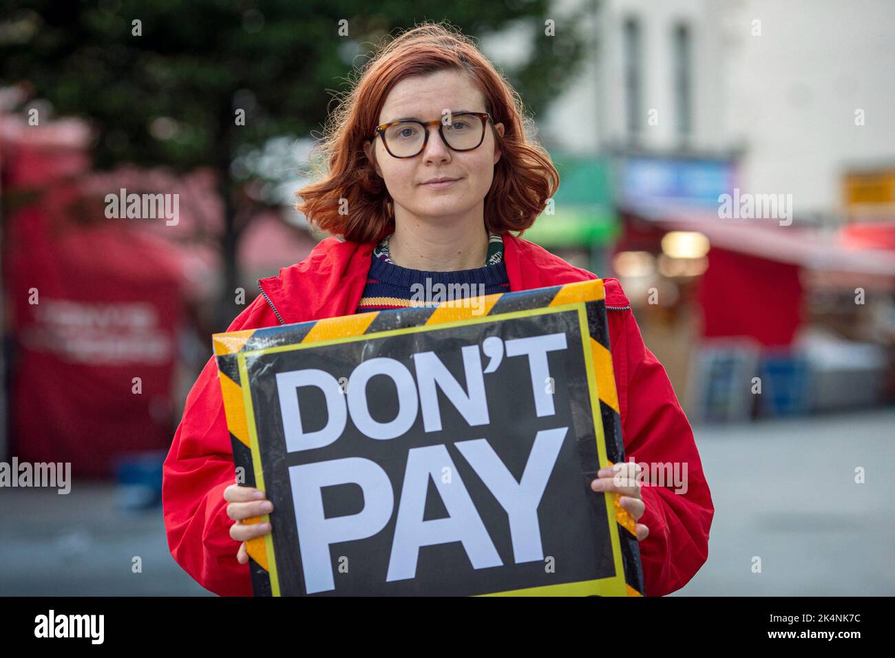 London, Großbritannien. 1. Oktober 2022. Beth Williams vom „Don't Pay“-Campus im Rathaus von Lewisham. Stockfoto