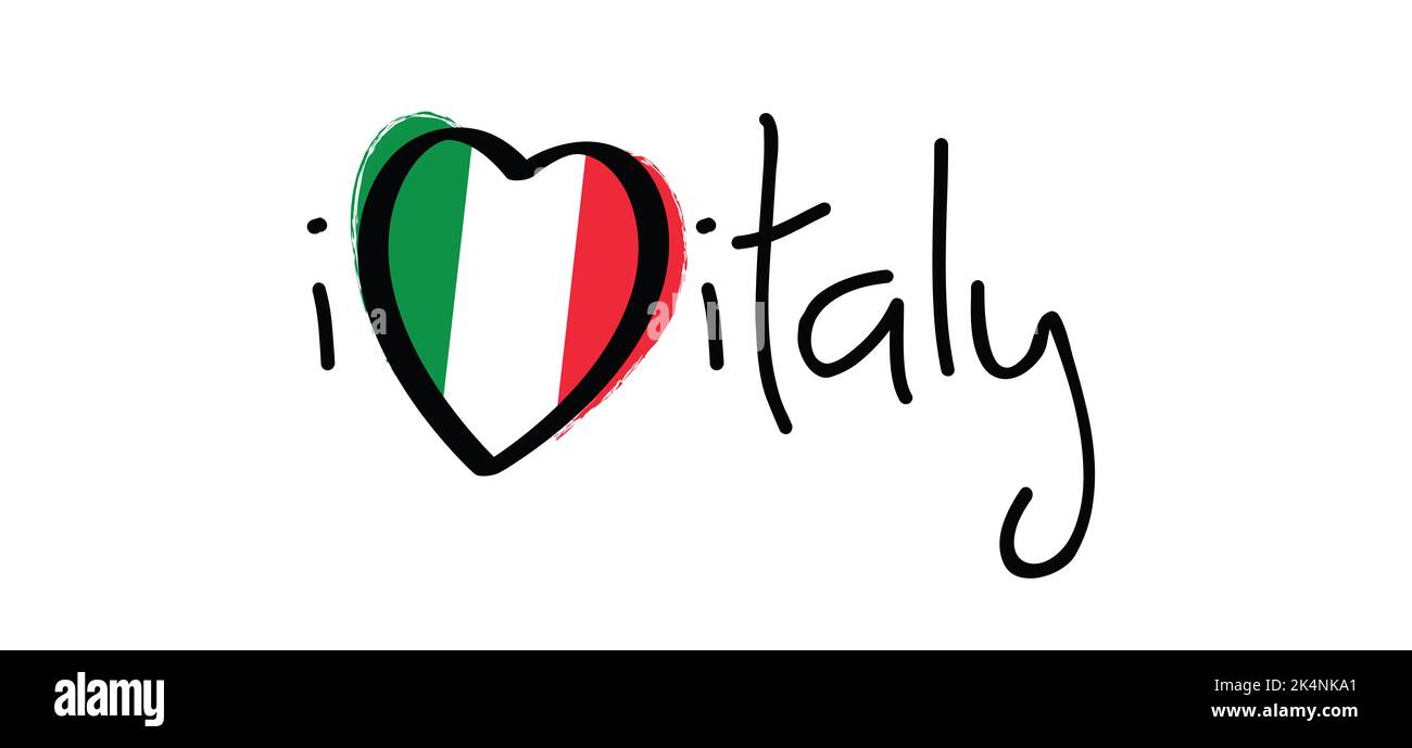 Slogan i love italy mit den Farben der italienischen Flagge