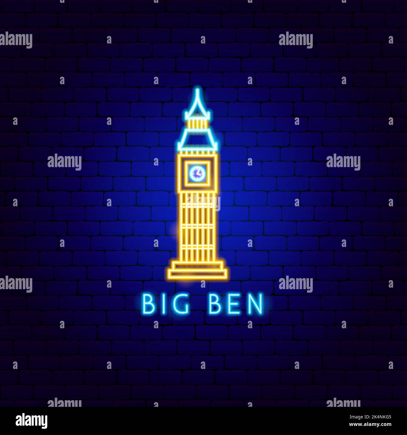 Big Ben Neon Label Stock Vektor