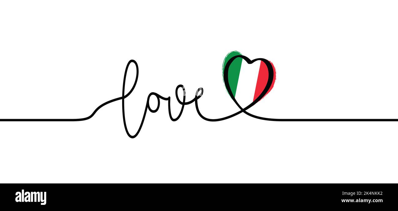 Slogan i love italy mit den Farben der italienischen Flagge