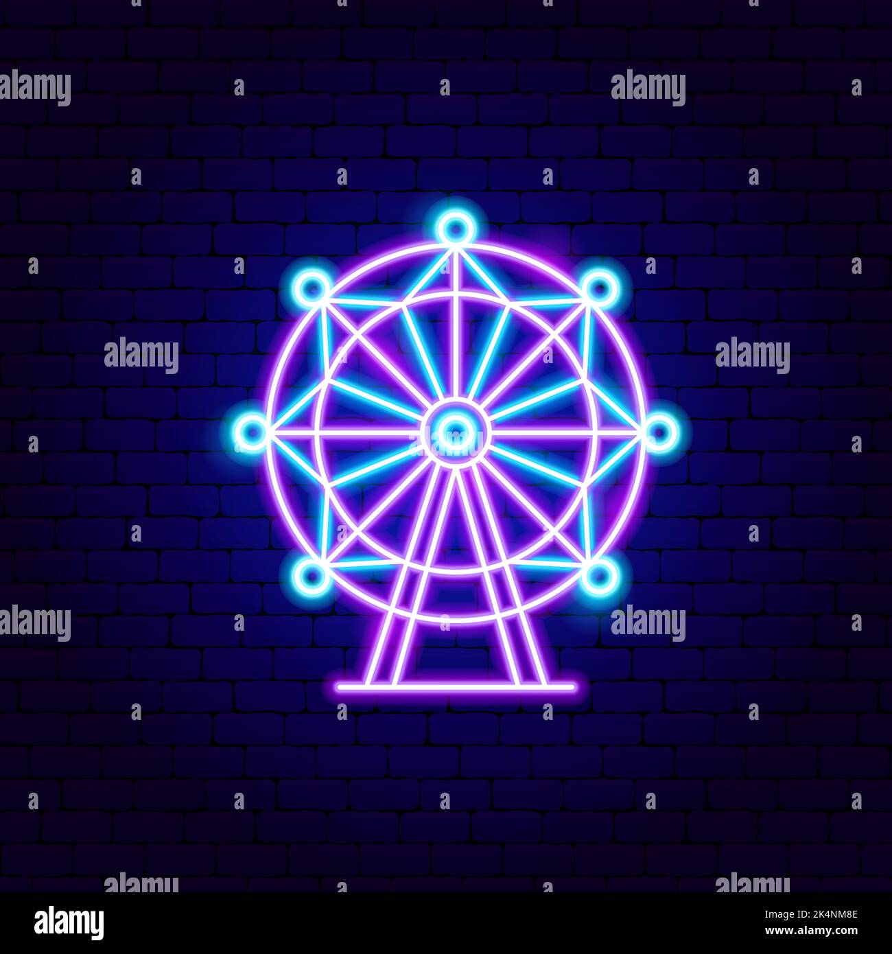 Riesenrad, Neonschild Stock Vektor