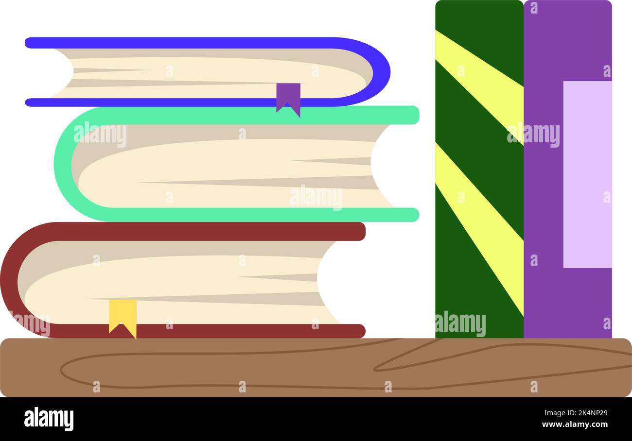 Studieren Sie Bücher, Illustration, Vektor auf weißem Hintergrund. Stock Vektor